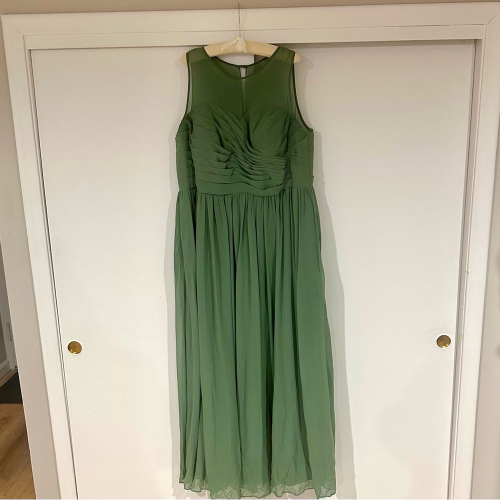 Azazie Women’s Nina A-Line Pleated Chiffon Bridesmaid Dress in Eucalyptus